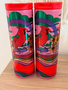 Pair of Starbucks x Rex Hamilton Limited Edition 16 oz Stainless Steel Tumbler